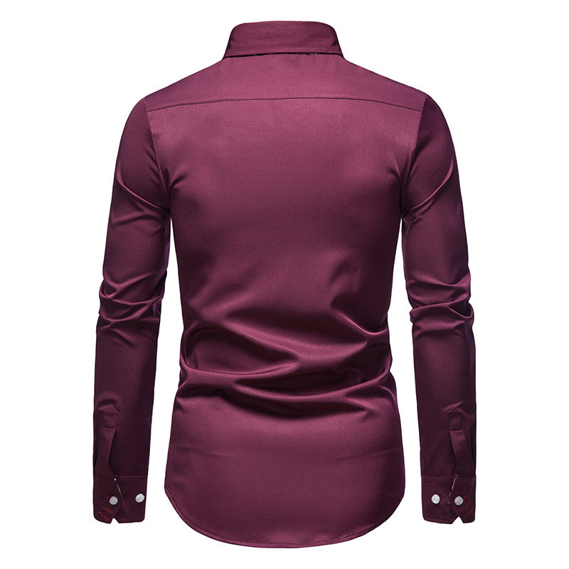 Philipp | Men’s White Formal Shirt with Paisley Contrast Collar and Cuffs