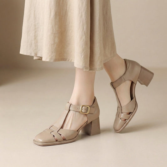 Ashley | Women’s Orthopedic Chunky Heel T-Strap Sandals