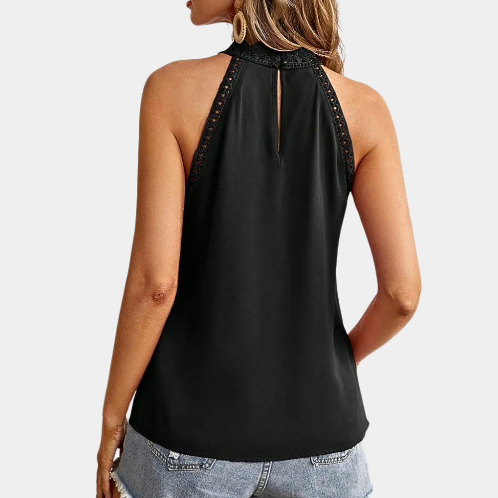 Beryl | Women's Sleeveless Lace Halter Top Mock Neck