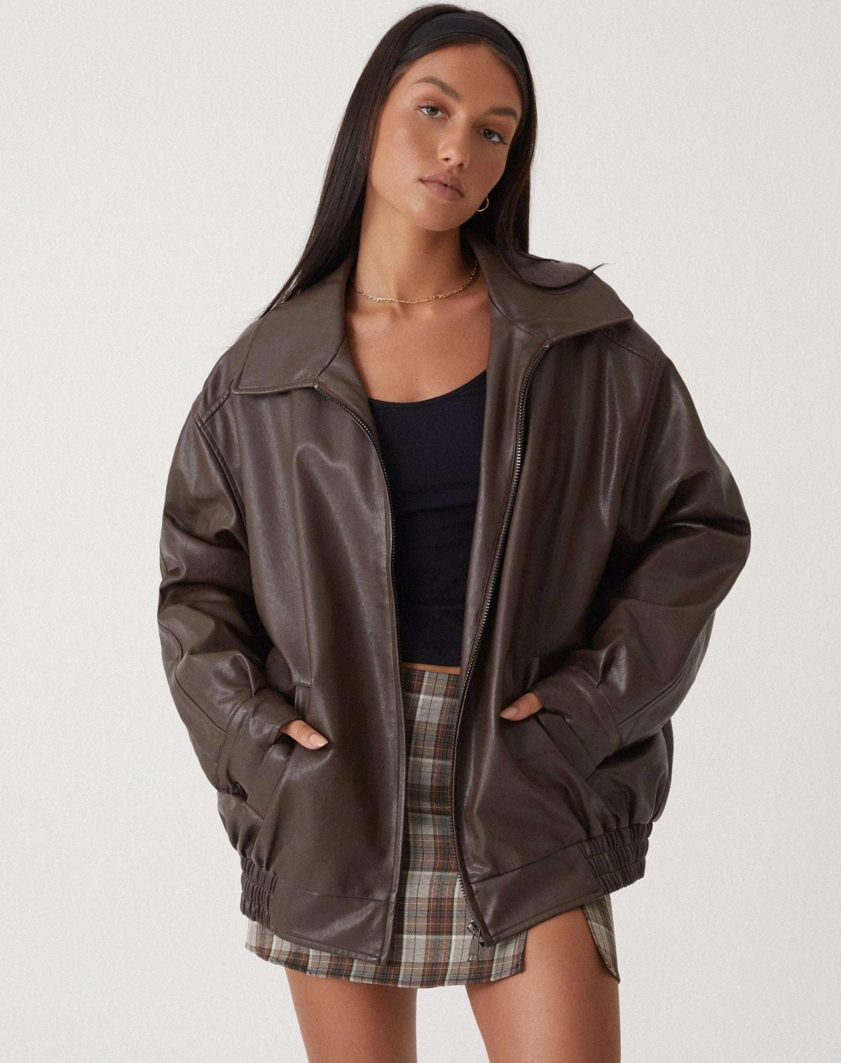 Clarina | Women’s Oversized Leather Jacket with Modern Edge