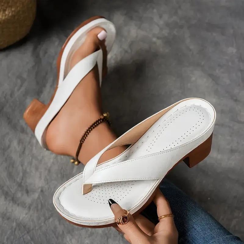 Lilah | Orthopedic Slip On Leather Sandal Heels