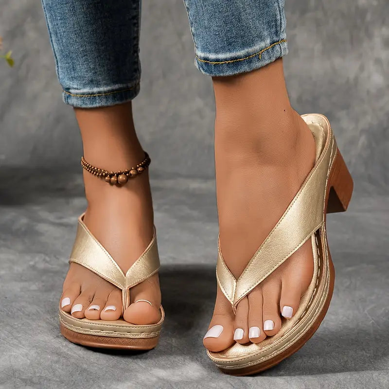 Lilah | Orthopedic Slip On Leather Sandal Heels