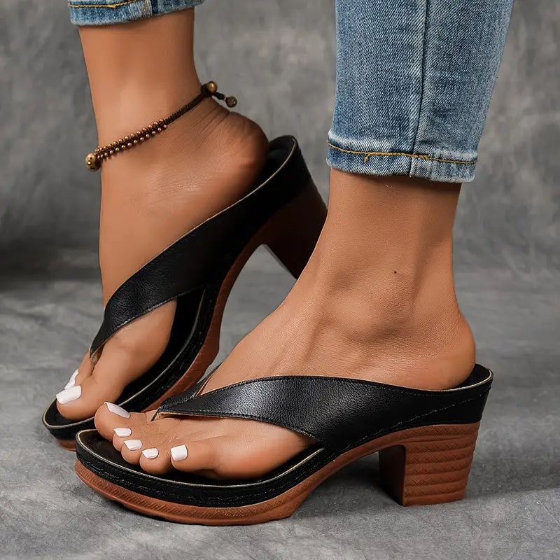 Lilah | Orthopedic Slip On Leather Sandal Heels