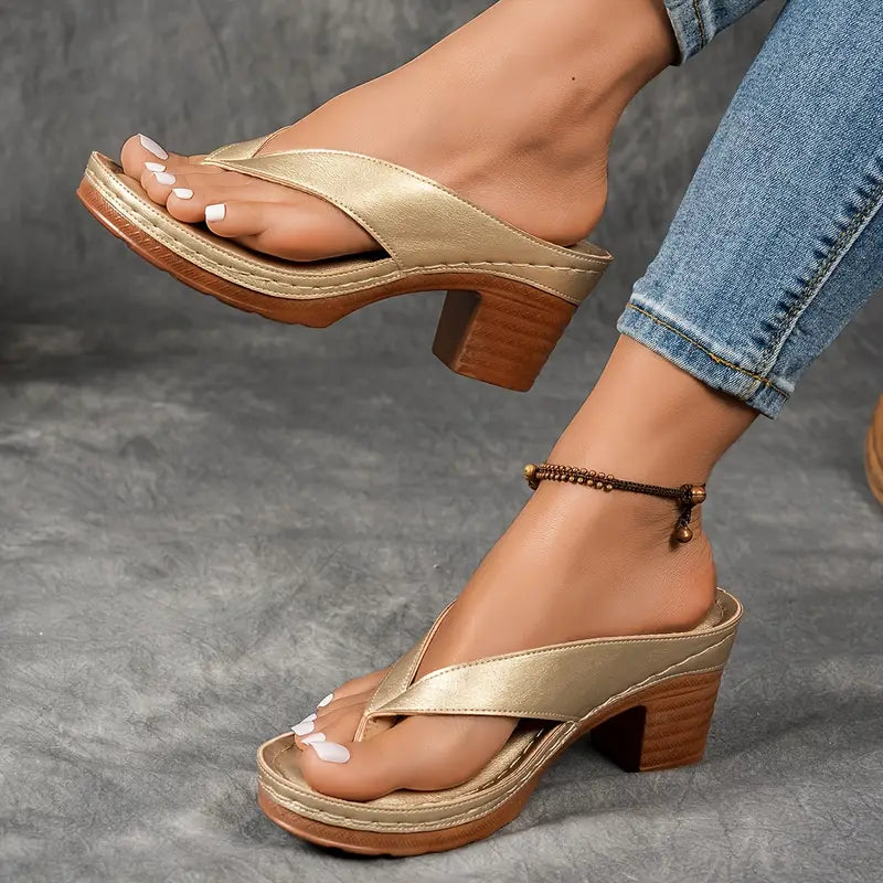 Lilah | Orthopedic Slip On Leather Sandal Heels