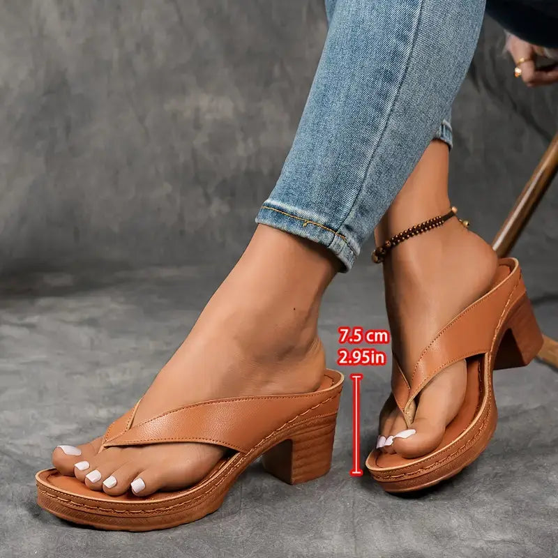 Lilah | Orthopedic Slip On Leather Sandal Heels
