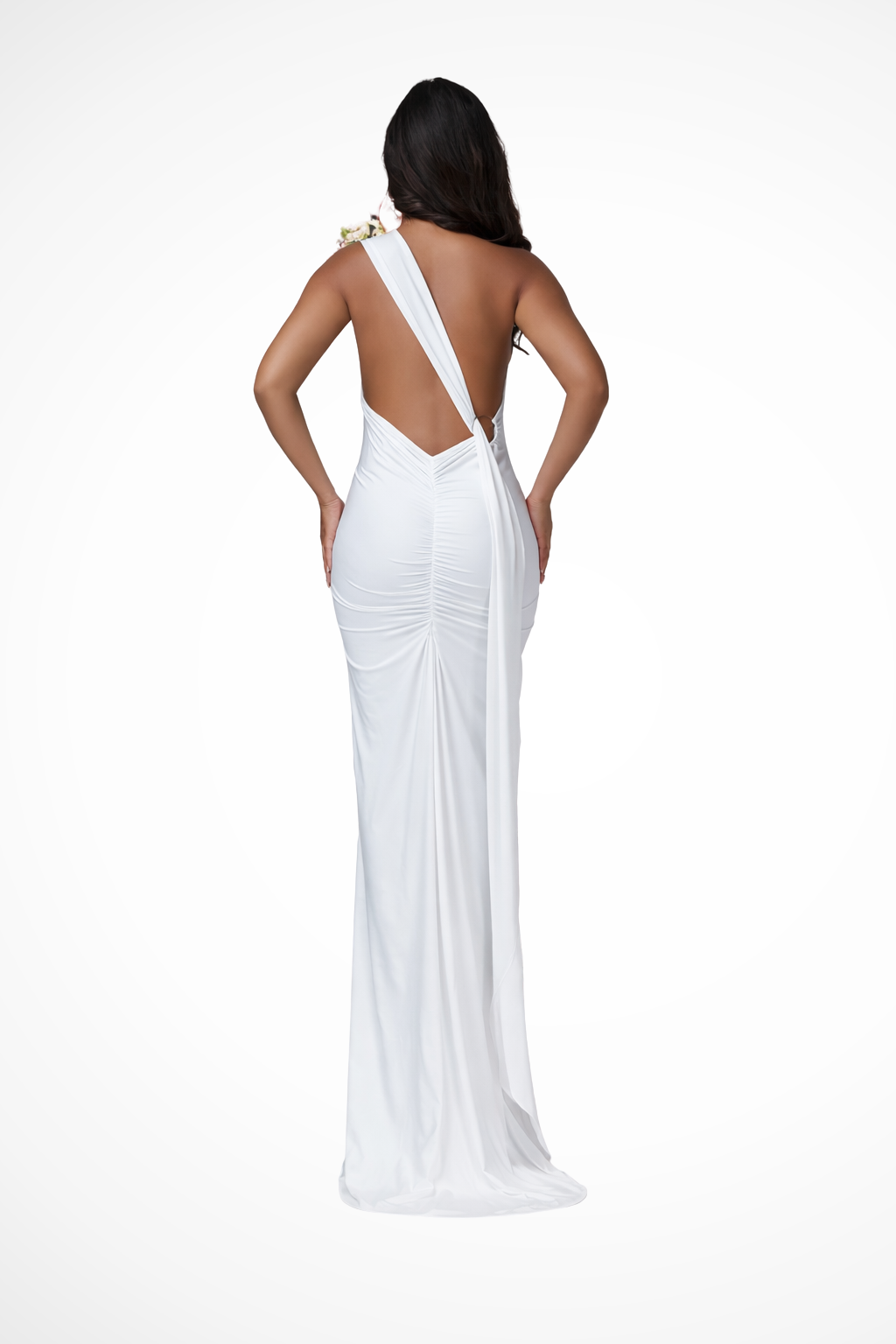 Katie | Women White Halter Neck Draped Maternity Maxi Dress