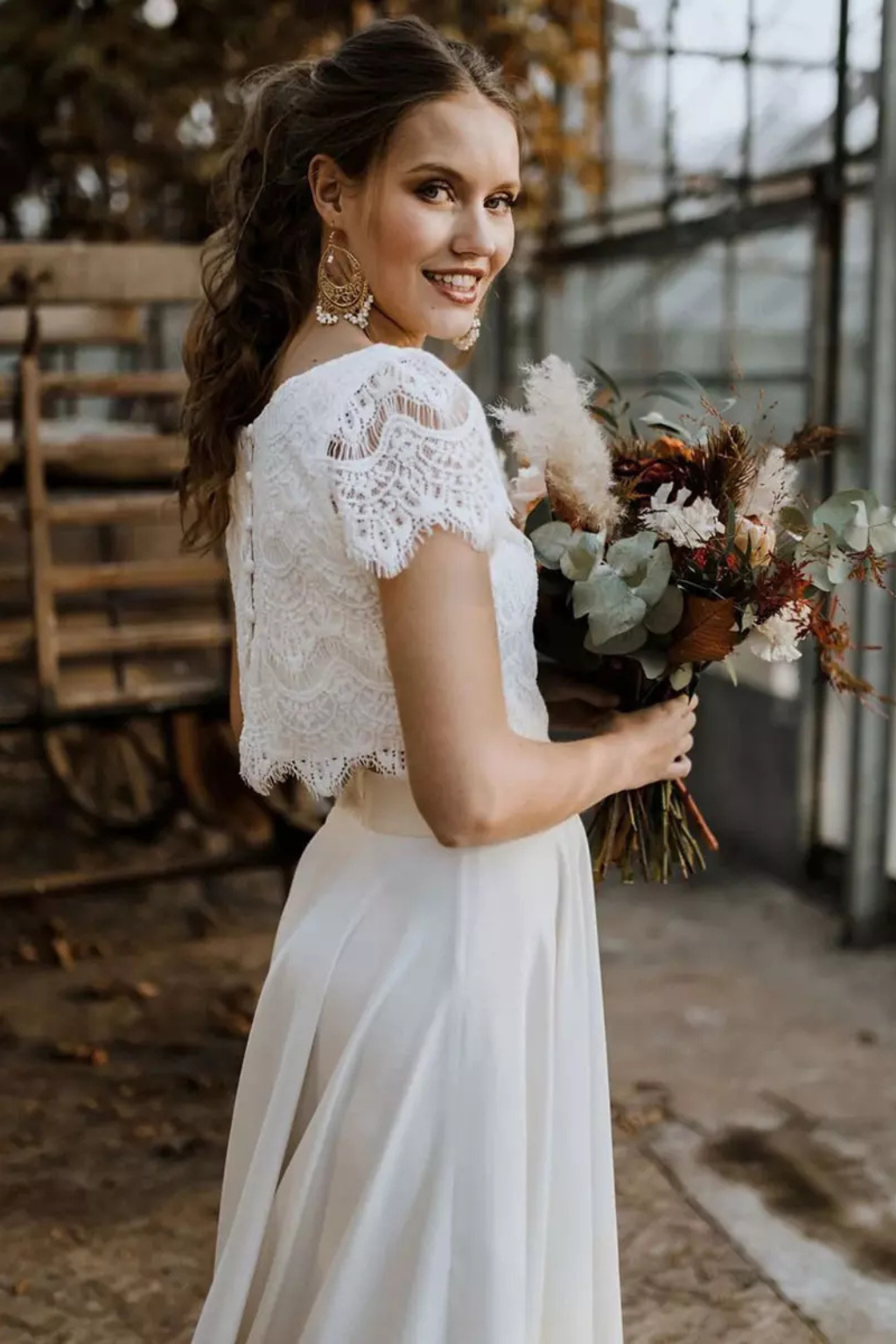 Luna | Women Lace Top Maxi Skirt Wedding Guest Bridal Set