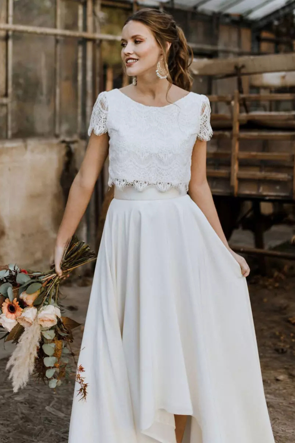 Luna | Women Lace Top Maxi Skirt Wedding Guest Bridal Set