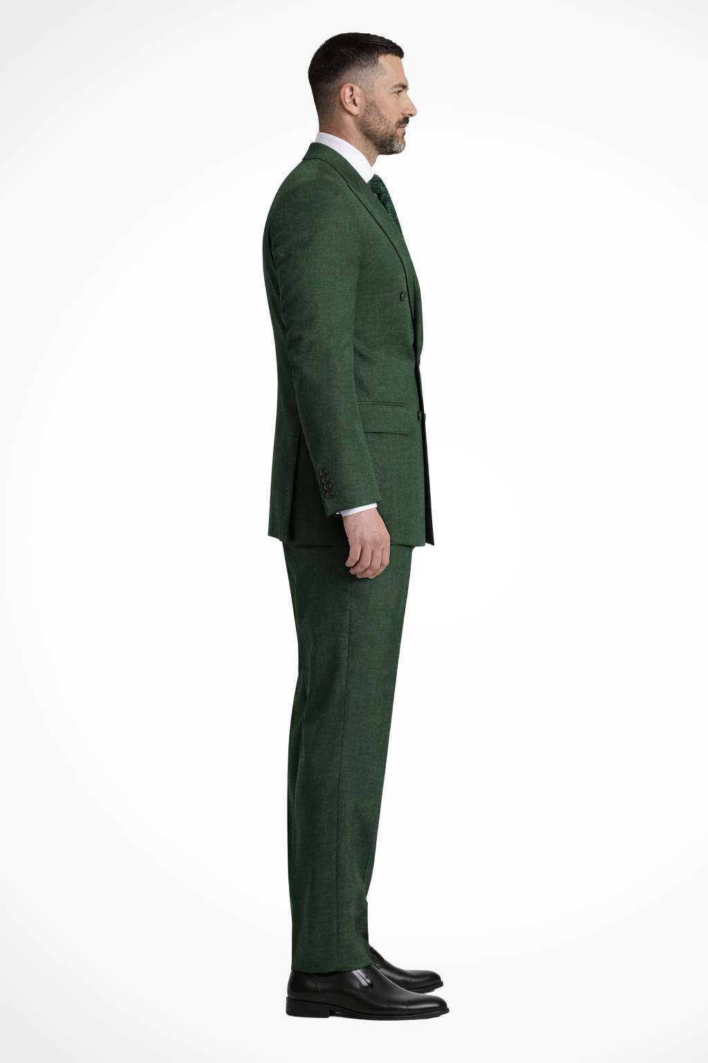 Isaac | Men Double Breasted  Green Linen Two Piece Wedding Guest Suit