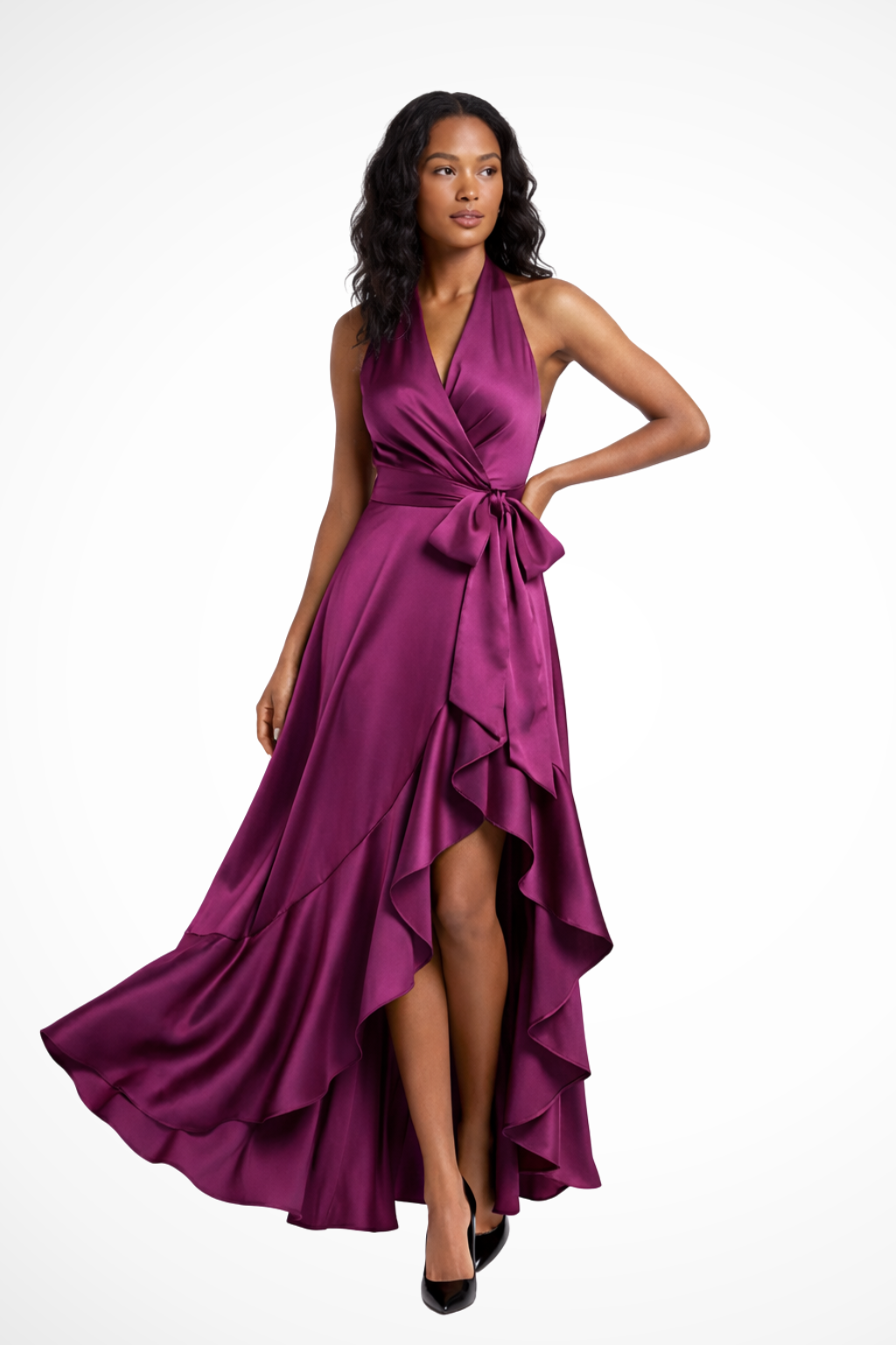 Emelia | Women Halter Satin Summer Wedding Guest Maxi Dress