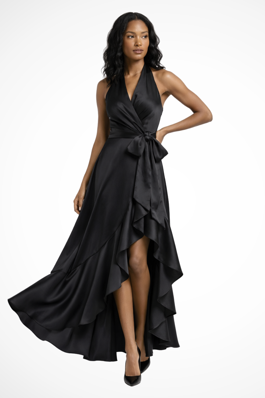 Emelia | Women Halter Satin Summer Wedding Guest Maxi Dress