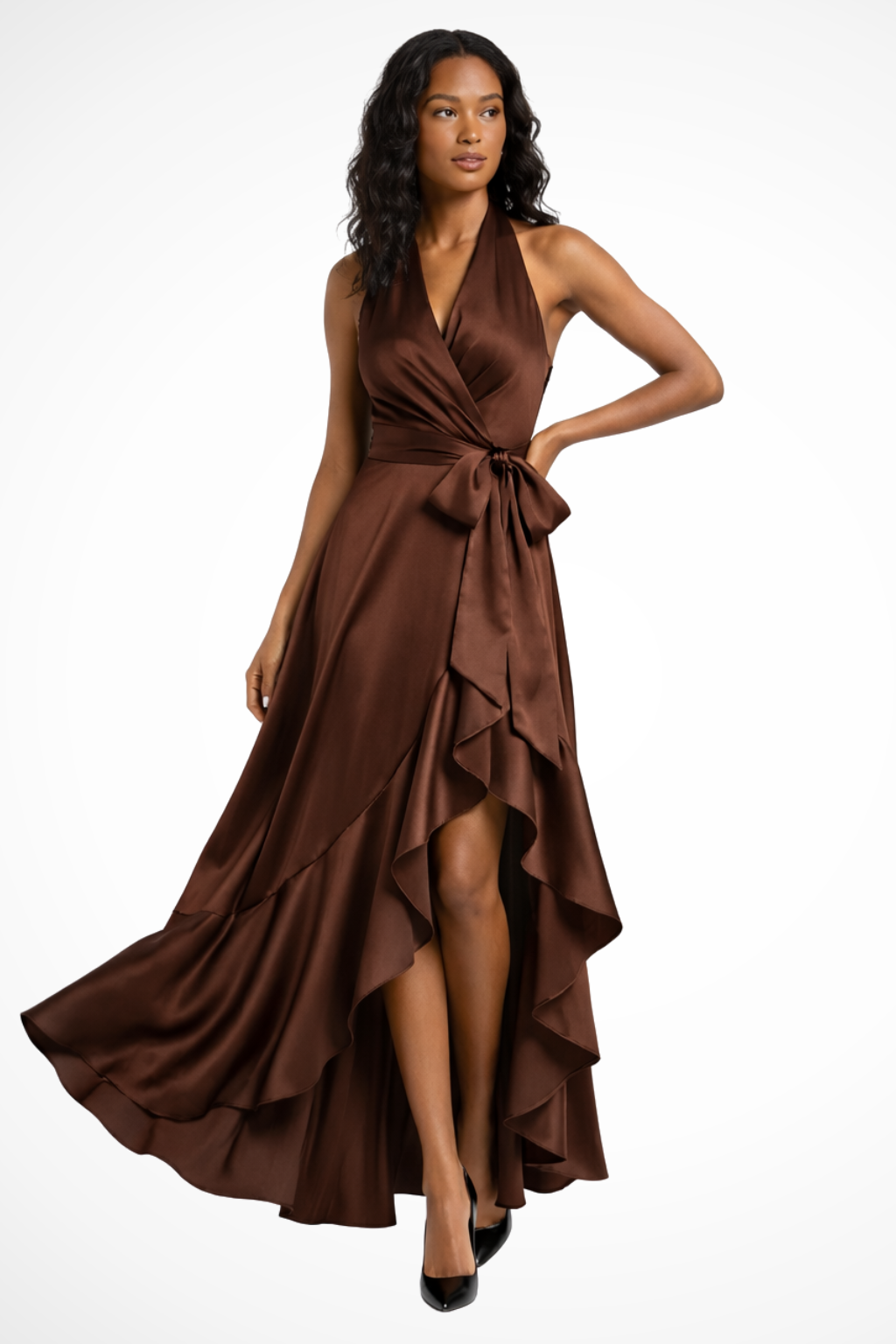Emelia | Women Halter Satin Summer Wedding Guest Maxi Dress