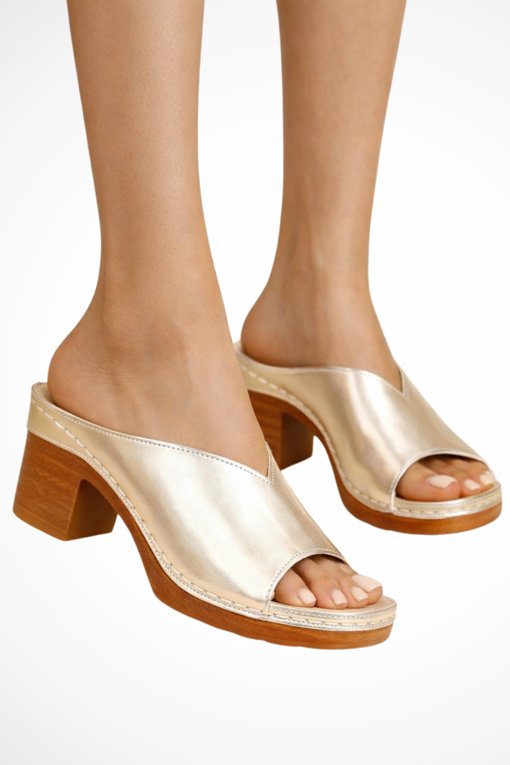 Jolie | Women Open Toe Slip On Block Heel Mules