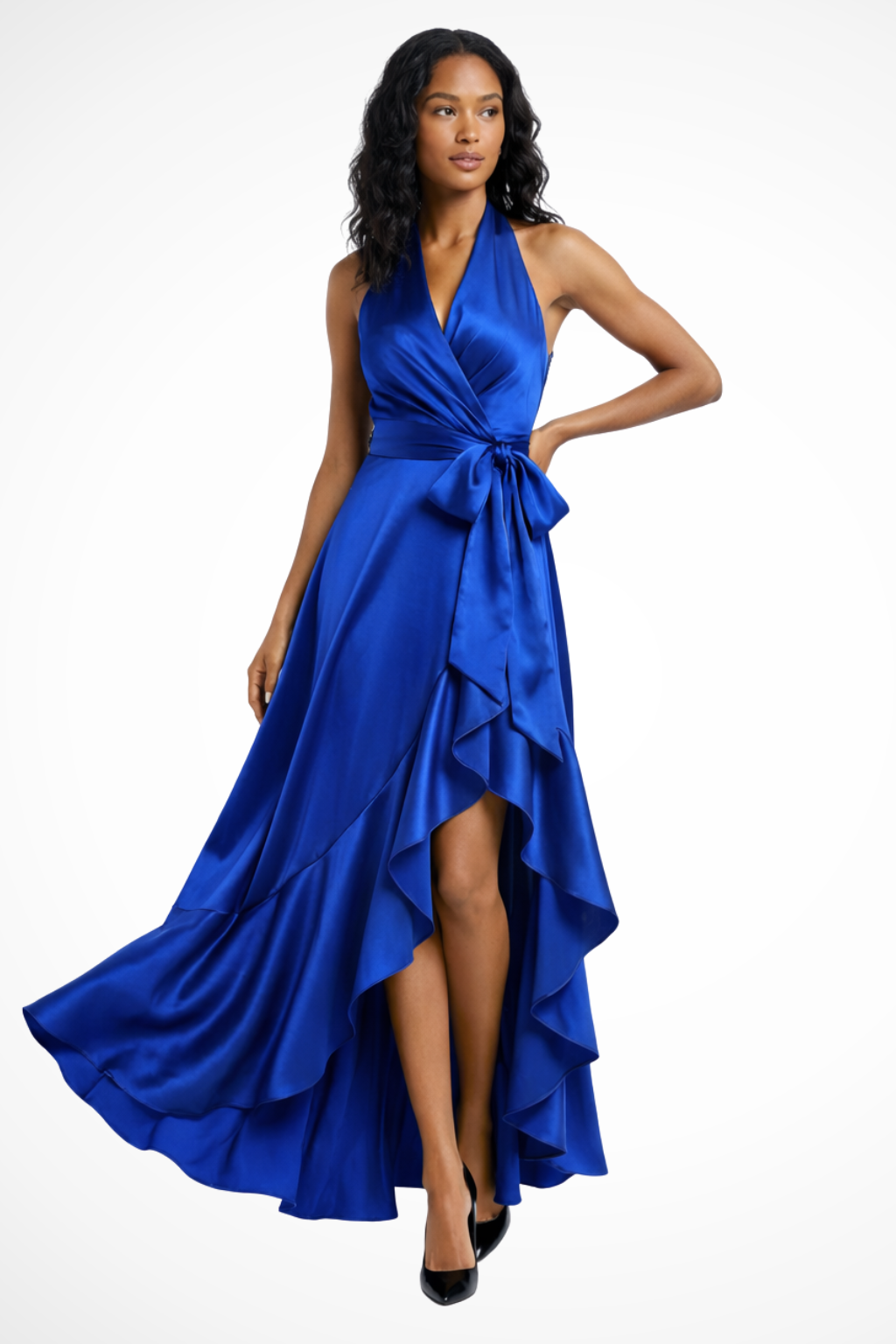 Emelia | Women Halter Satin Summer Wedding Guest Maxi Dress