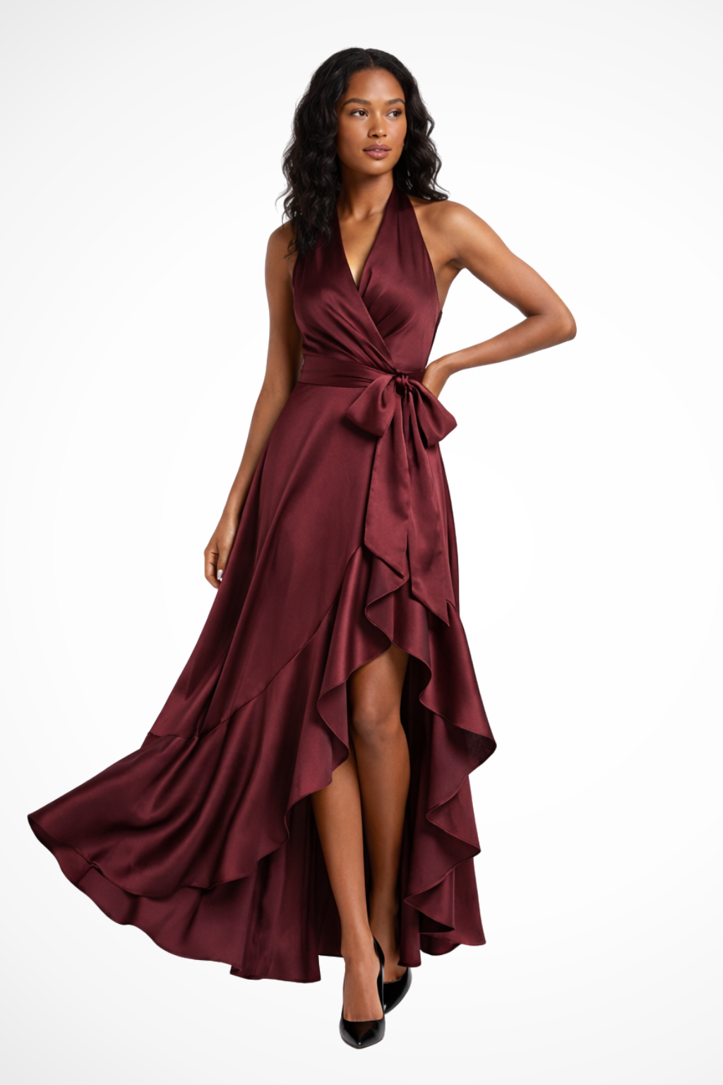 Emelia | Women Halter Satin Summer Wedding Guest Maxi Dress