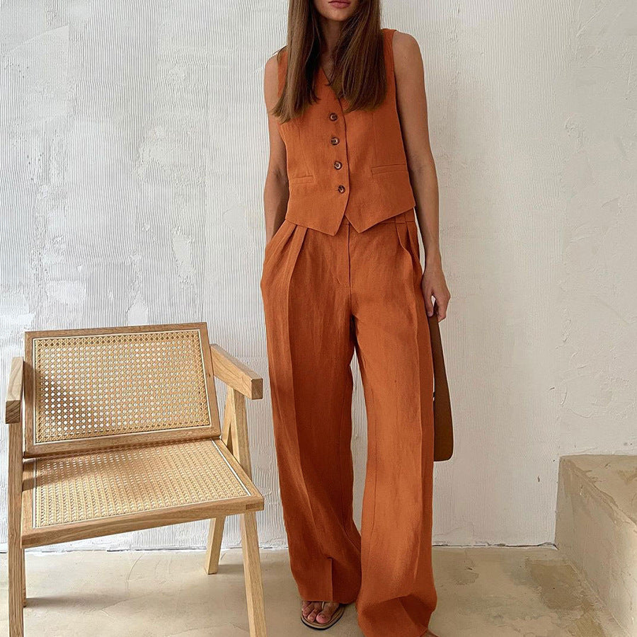 Jamaicah | Women’s Sleeveless Vest & Wide-Leg Pants Set