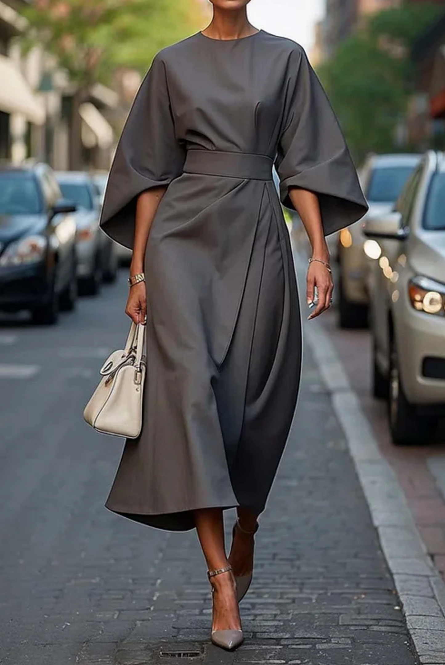Jastin | Women’s Elegant Lantern Sleeve Dress