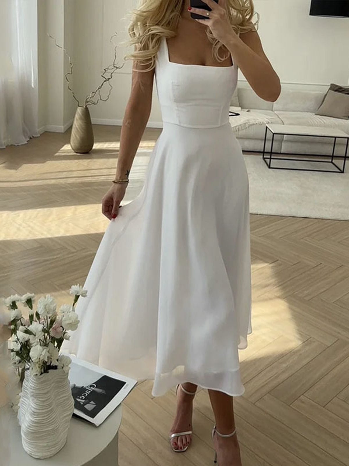 Marcia | Classic Summer Dress with Square Neck