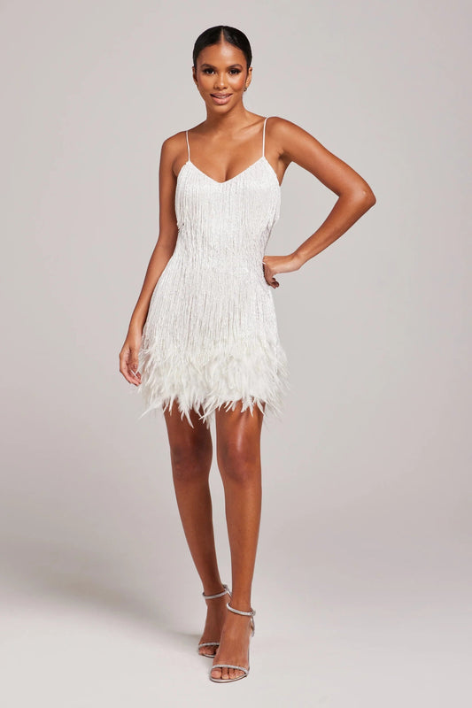 Audrey | Women’s Cocktail Dress with Fringe Feathers