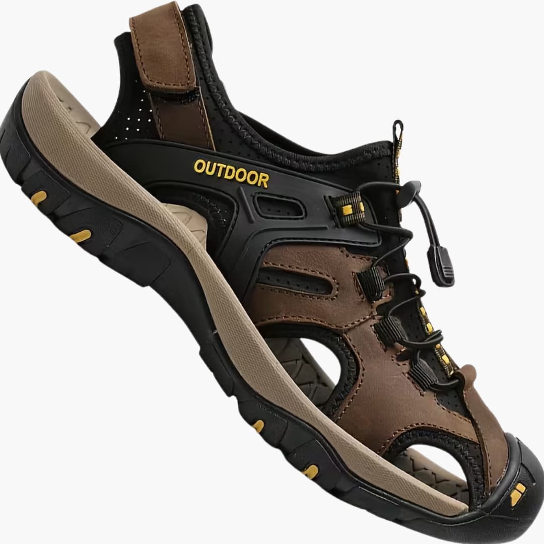 Harold | Leather Sandals with Elastic Straps and Rubber Soles Water Shoes