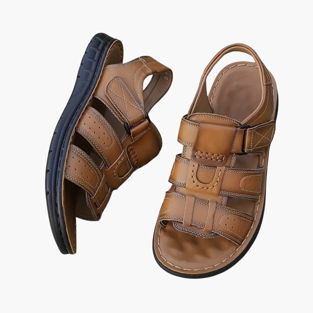 Norman | Men's Leather Sandals with Slip-On Closure and Breathable Design