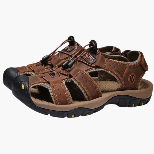 Albert | Men's Wide Fit Sandals with Leather Upper and Hook Strap