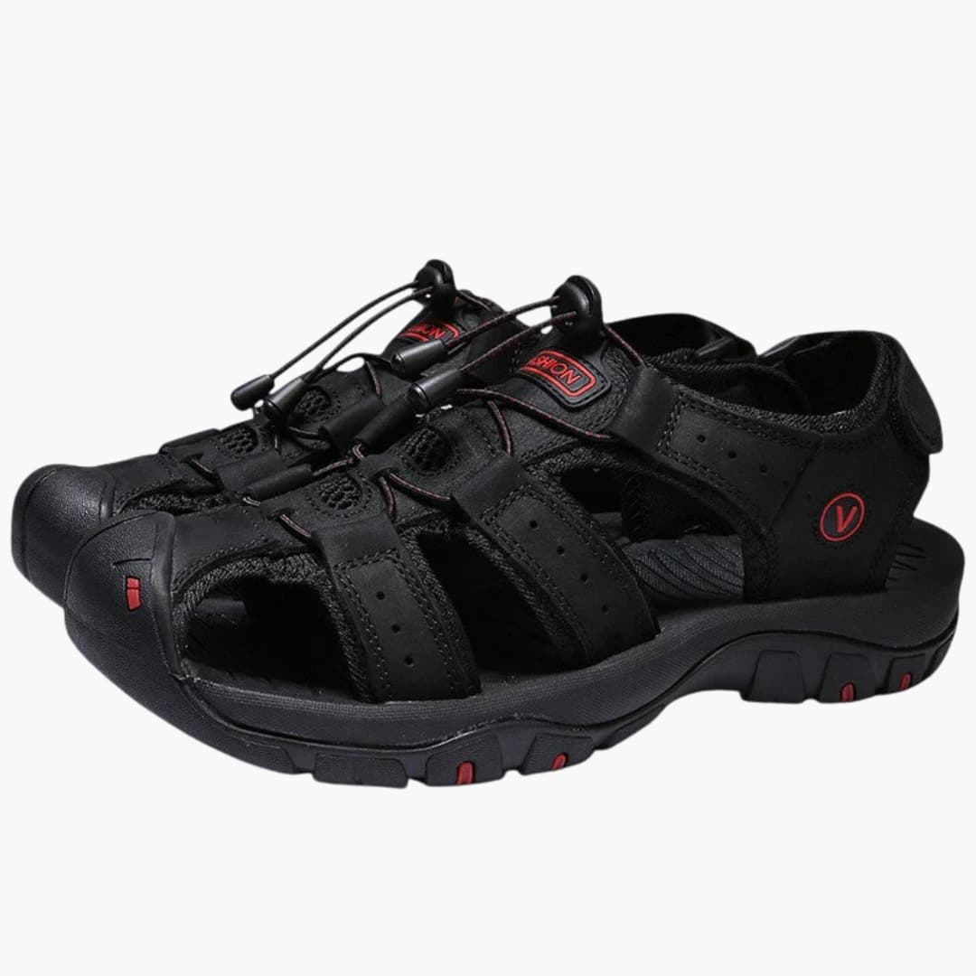 Albert | Men's Wide Fit Sandals with Leather Upper and Hook Strap