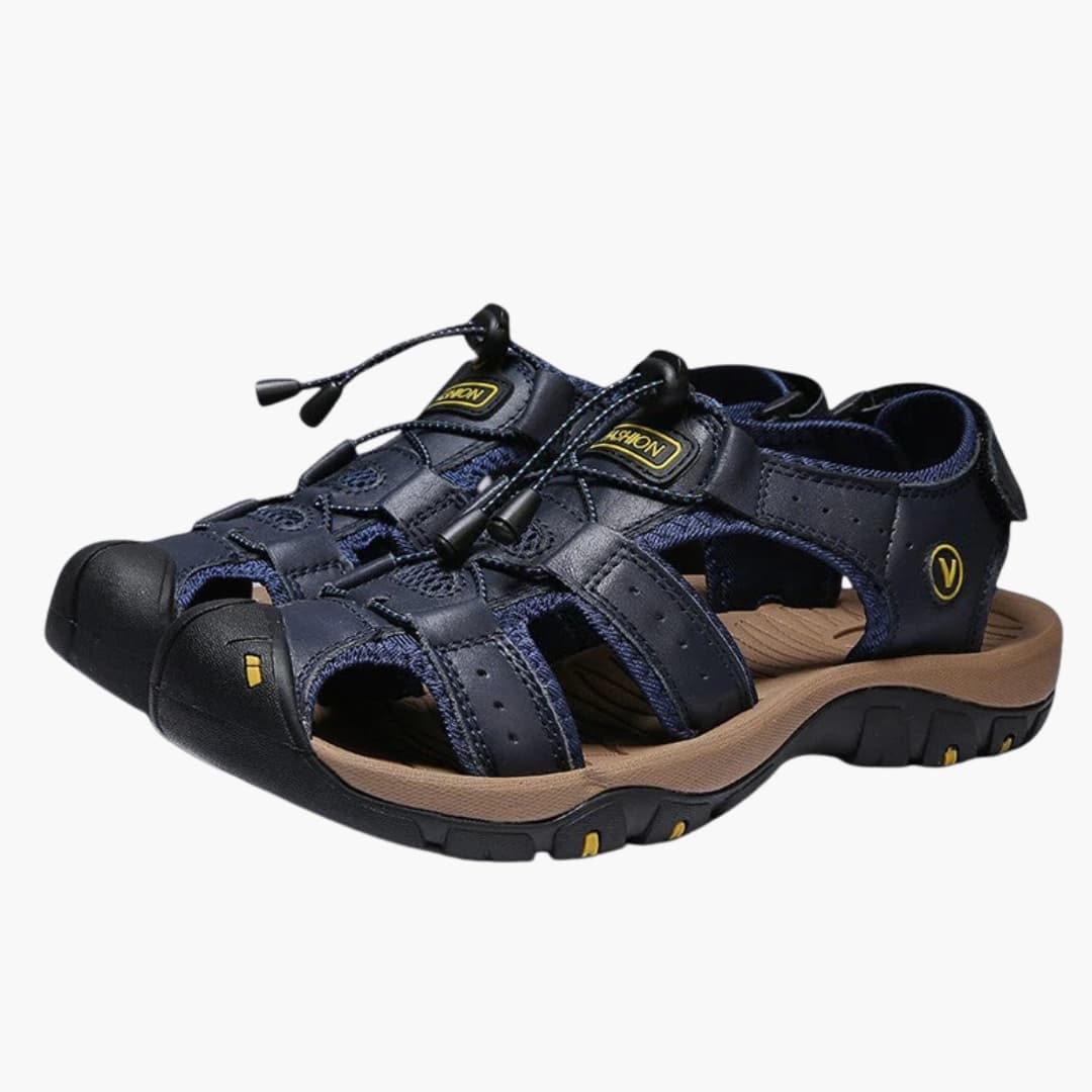 Albert | Men's Wide Fit Sandals with Leather Upper and Hook Strap