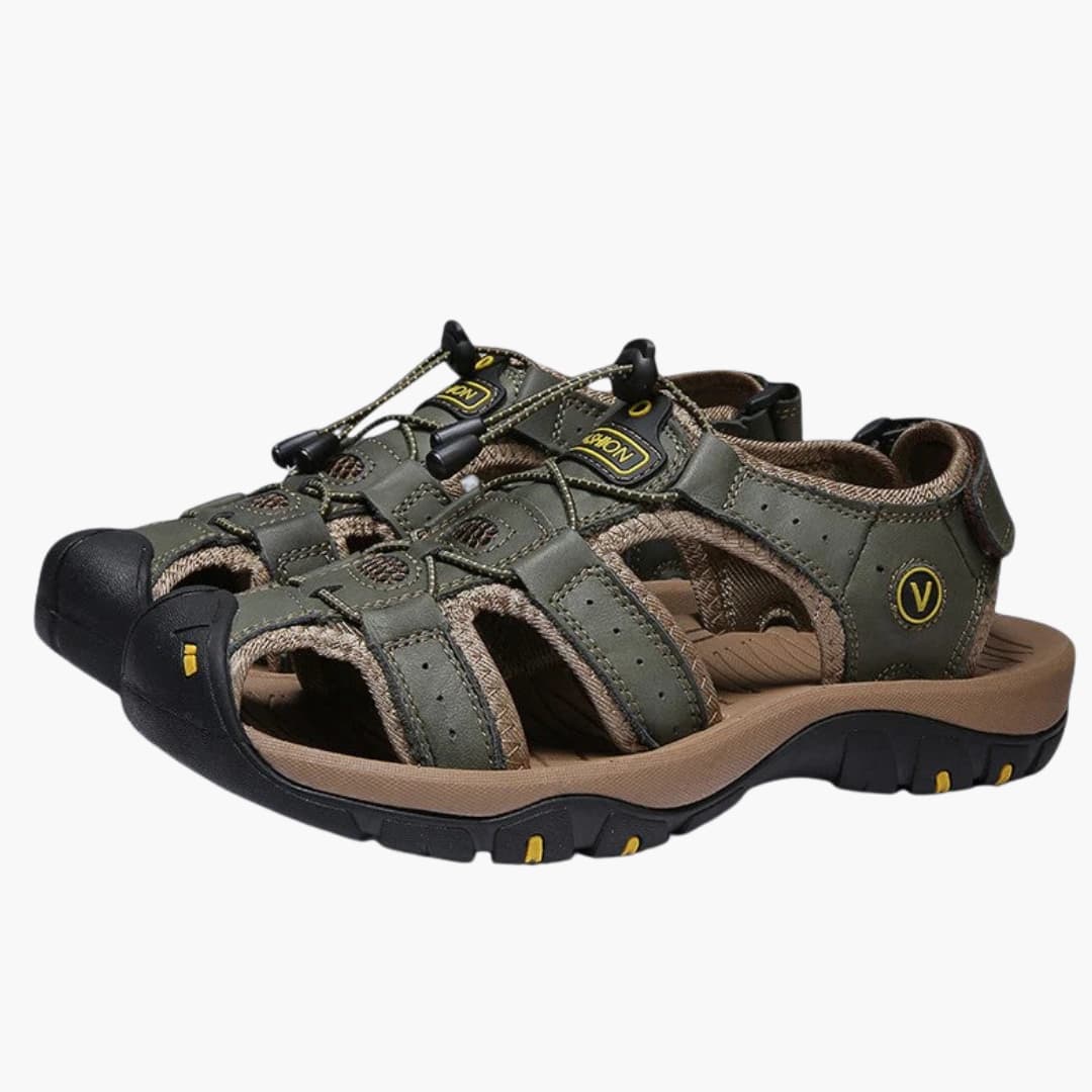 Albert | Men's Wide Fit Sandals with Leather Upper and Hook Strap