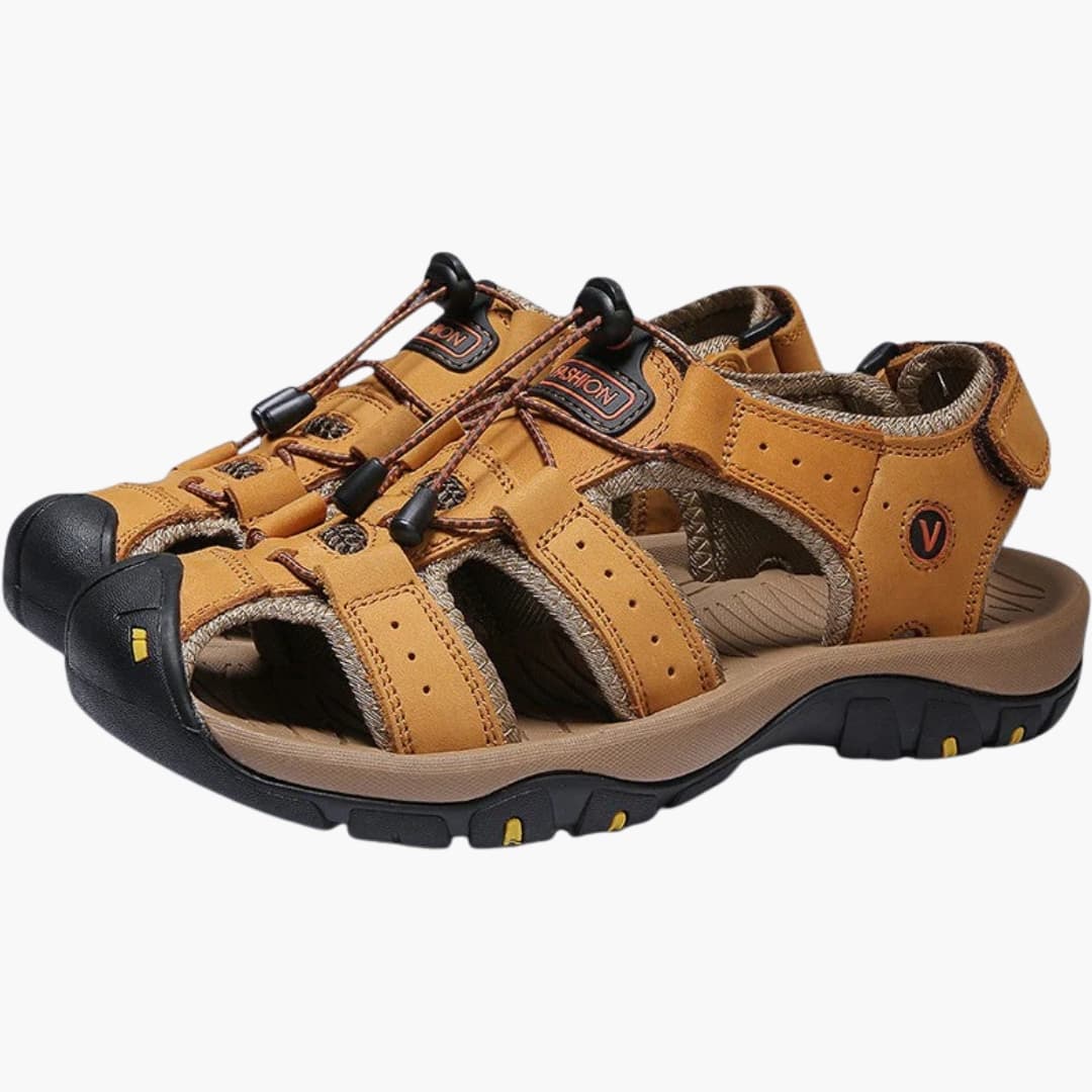 Albert | Men's Wide Fit Sandals with Leather Upper and Hook Strap