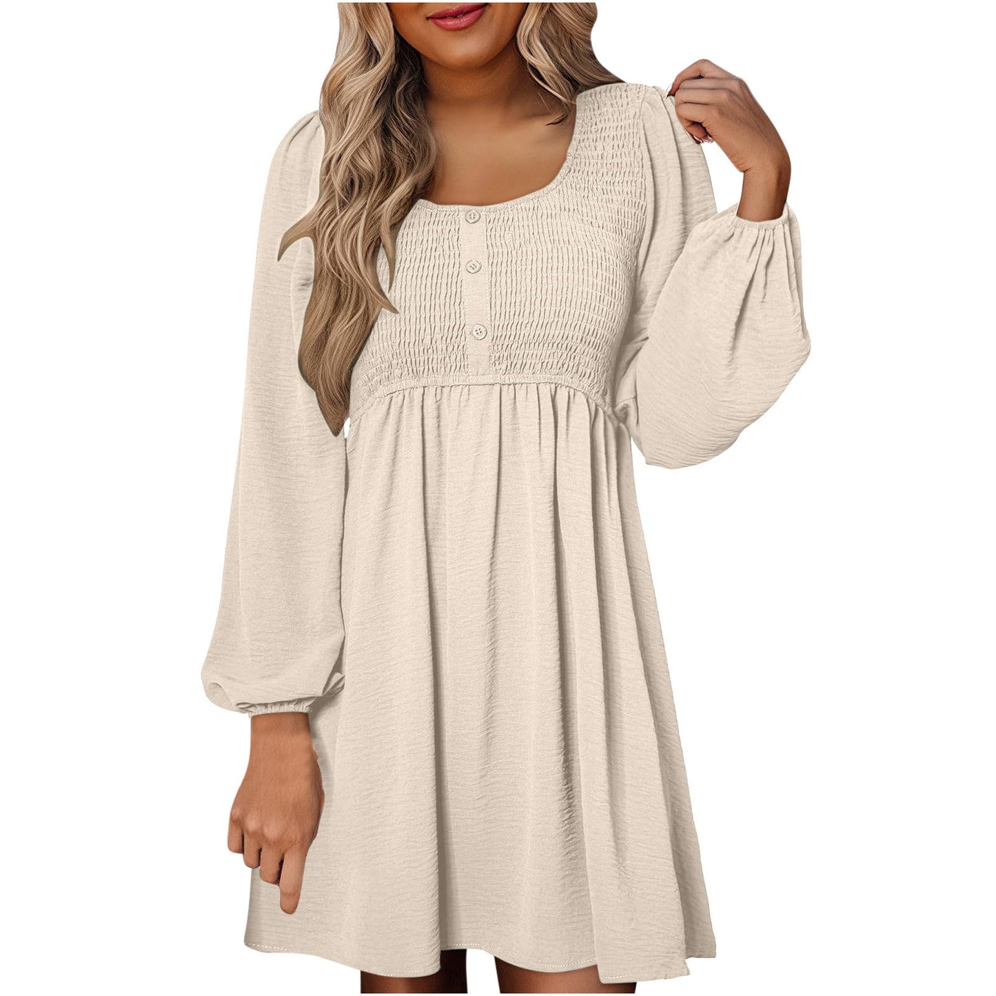 Colette | Women's Smocked Empire Waist Long Sleeve Mini Dress