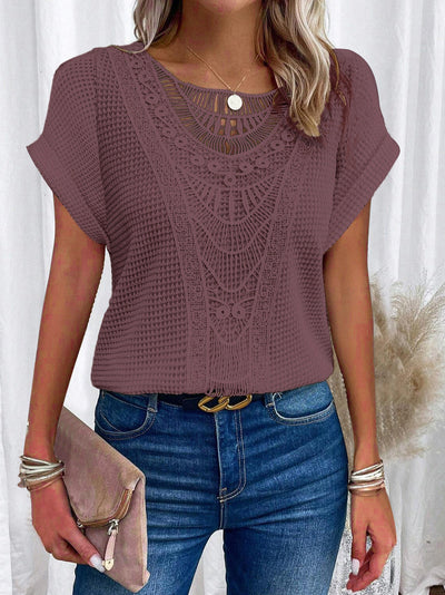 Leah – Lace Detail Short Sleeve Top