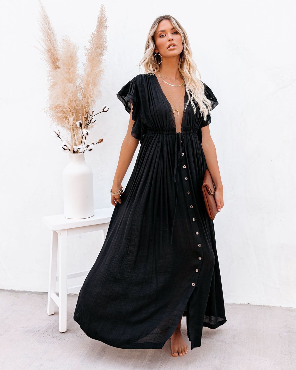 Gracie | Summer Wedding Guest Button Front Maxi Dress