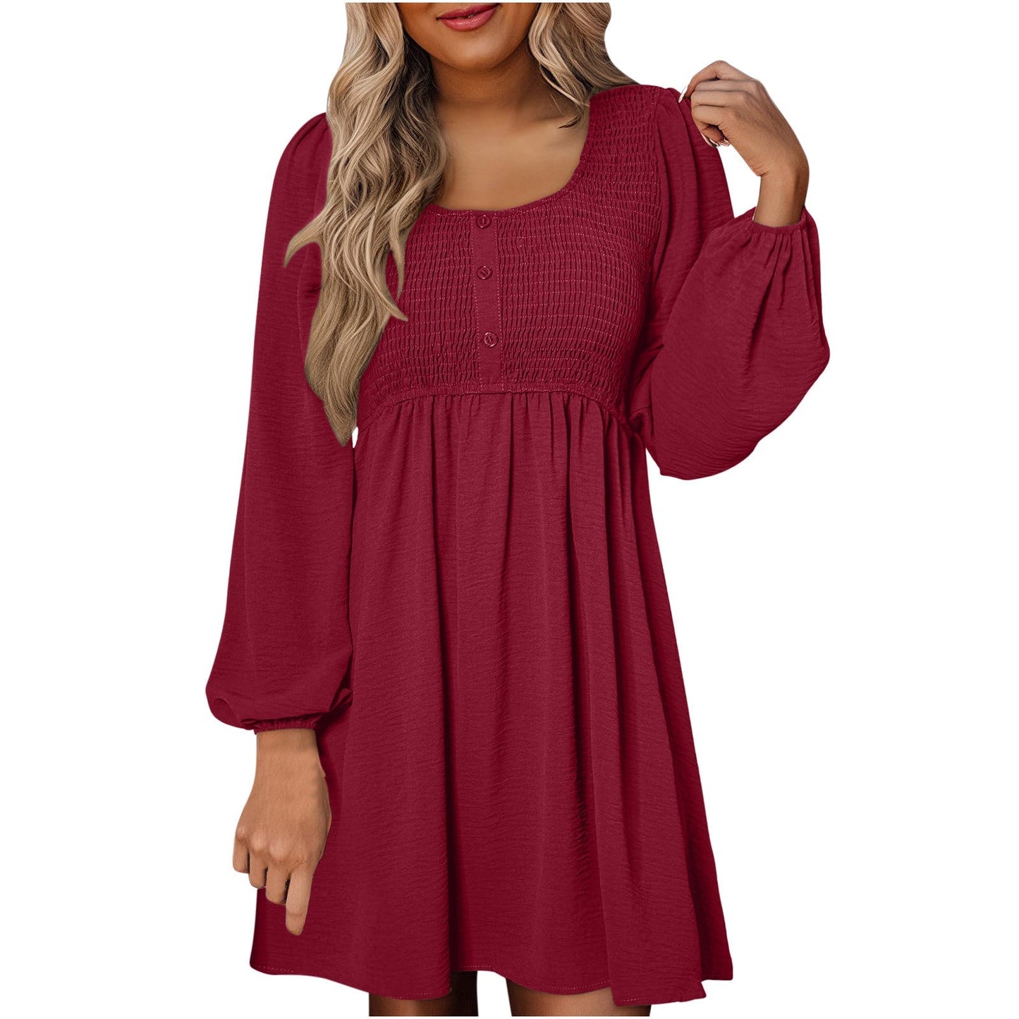 Colette | Women's Smocked Empire Waist Long Sleeve Mini Dress