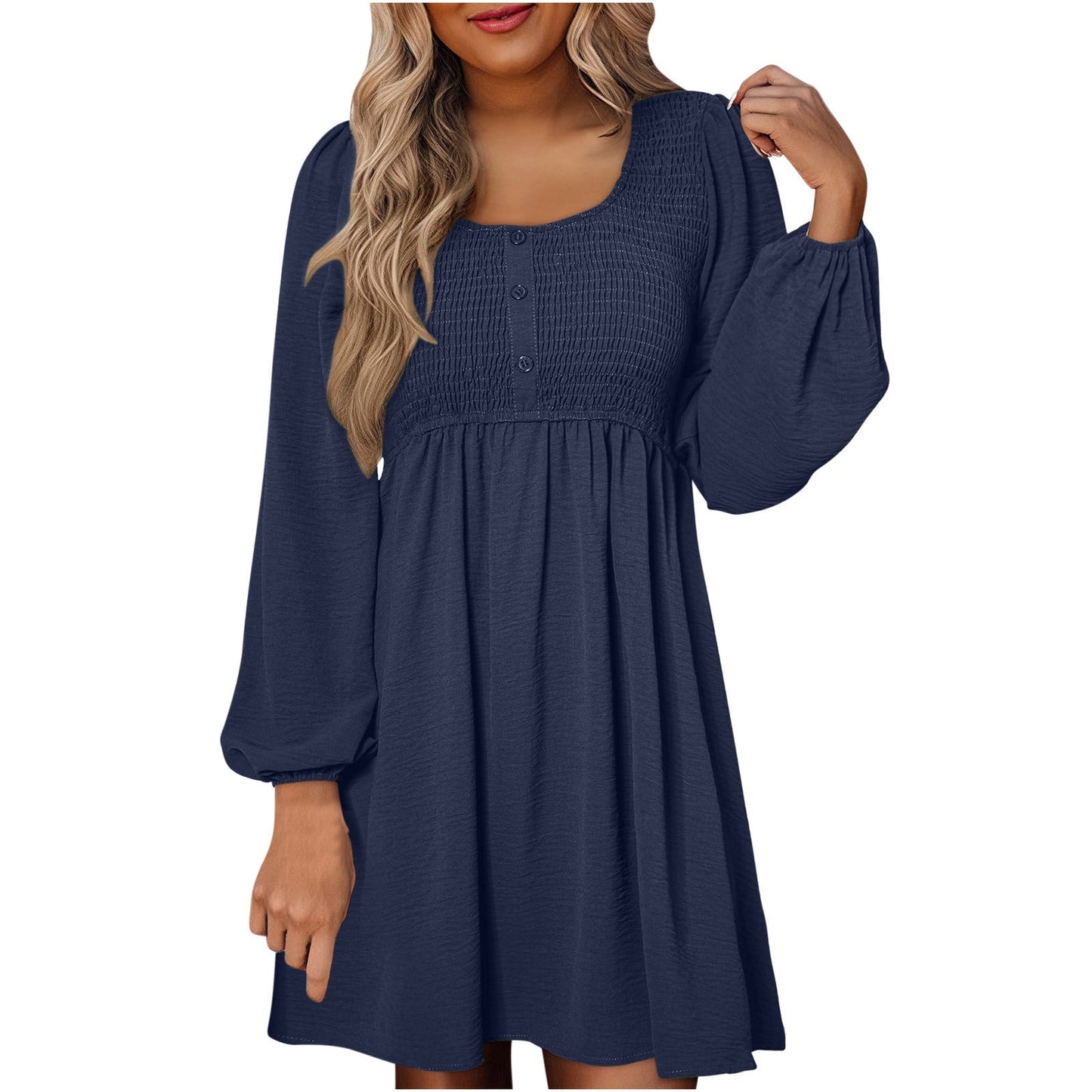 Colette | Women's Smocked Empire Waist Long Sleeve Mini Dress