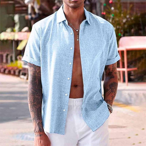 Zavier | Men’s Short-Sleeve Cotton Linen Shirt