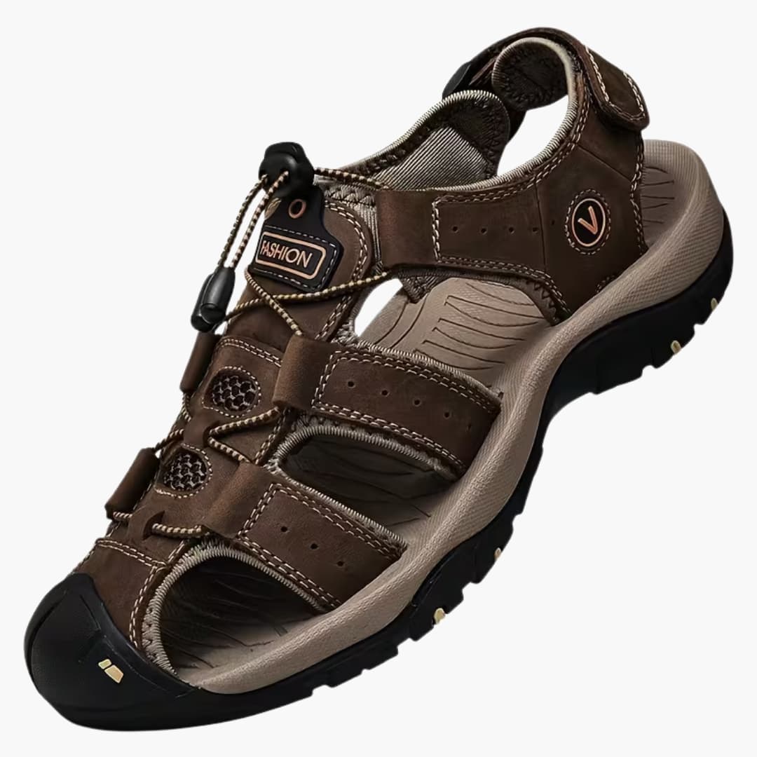 Joshua | Plus Size Men's Cowhide Wide Fit Sandals with Adjustable Buckle
