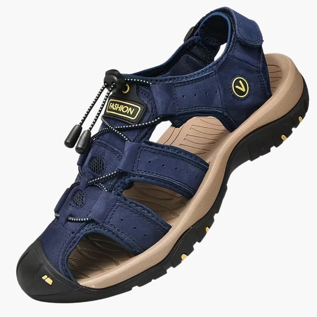 Joshua | Plus Size Men's Cowhide Wide Fit Sandals with Adjustable Buckle