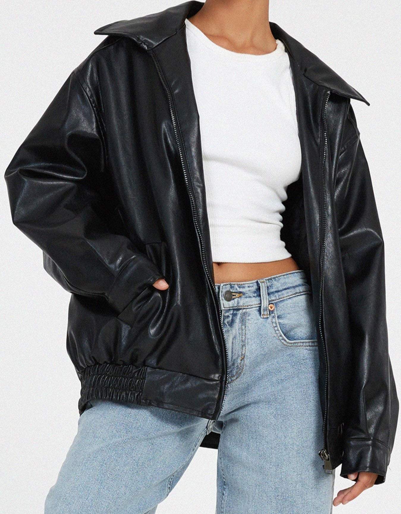 Robbie | Women’s Oversized Leather Bomber Jacket