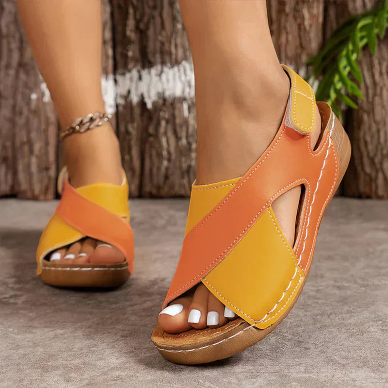 Danielle | Womens Orthopedic Cross Coloured Strap Sandals