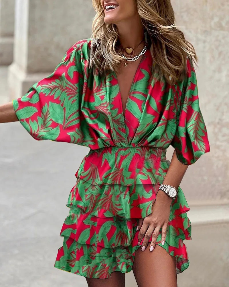 Julia | Printed Ruffle Mini Summer Dress