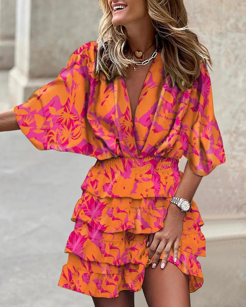 Julia | Printed Ruffle Mini Summer Dress