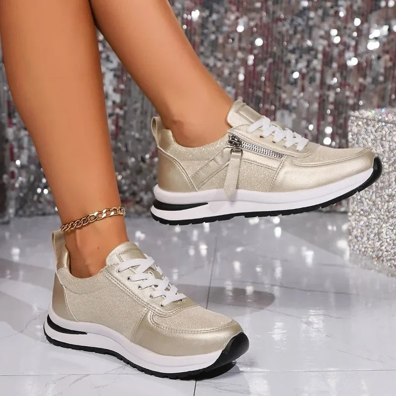 Caitlin | Women's Lace-Up Zip Sneakers with Platform Sole