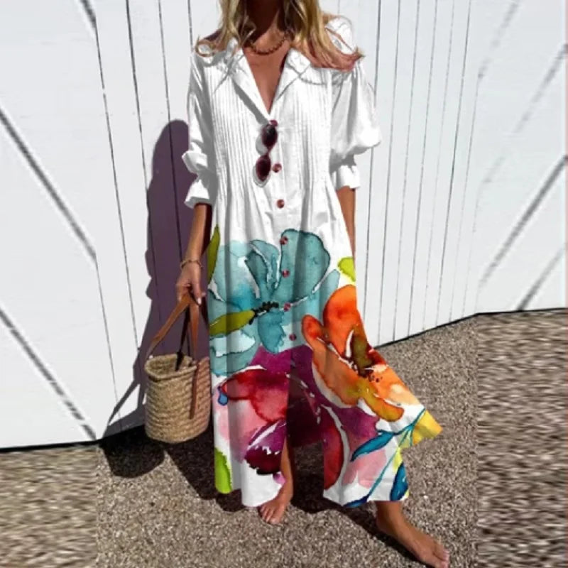 Rachel | Women’s Boho Floral Long Sleeve Maxi Dress
