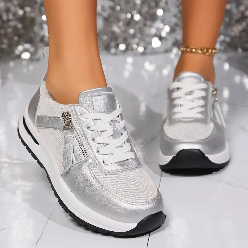 Caitlin | Women's Lace-Up Zip Sneakers with Platform Sole