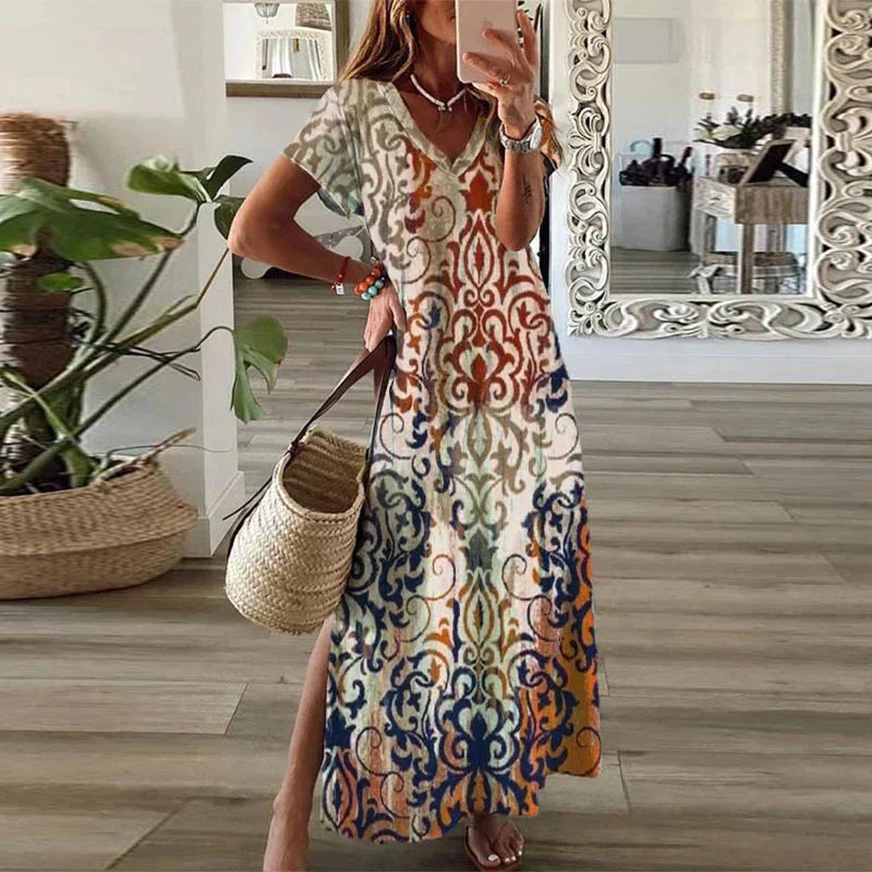 Patricia | Summer Boho Printed Maxi House Dress