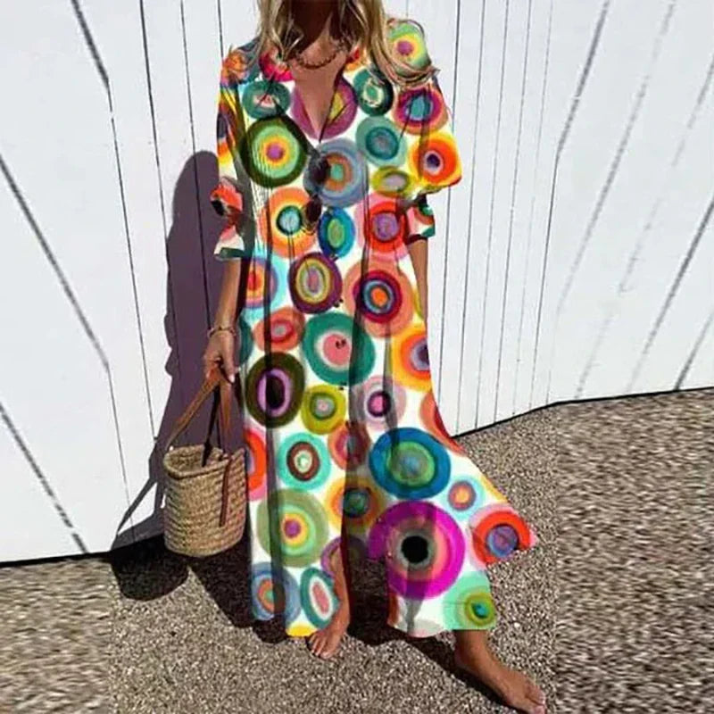 Rachel | Women’s Boho Floral Long Sleeve Maxi Dress