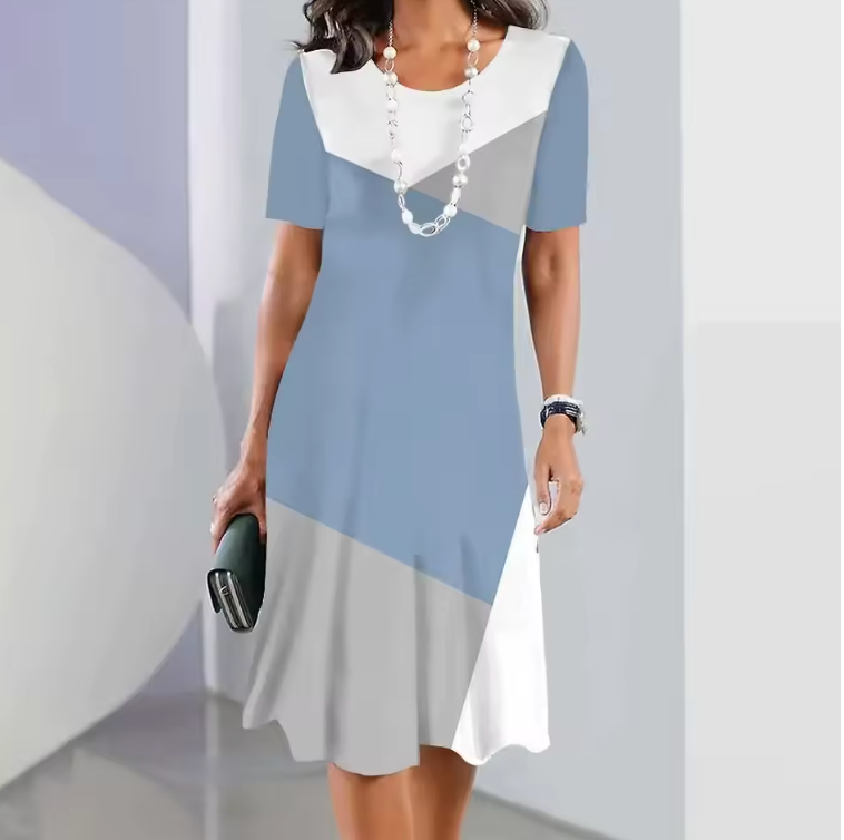 Jill | Women’s Printed Short Sleeve A Line Midi Dress