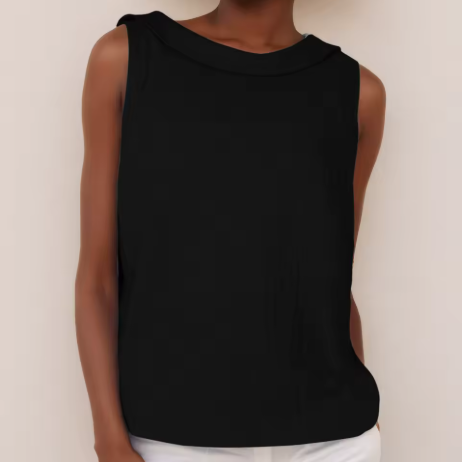 Francisca | Sleeveless Roll Collar Cotton Summer Top