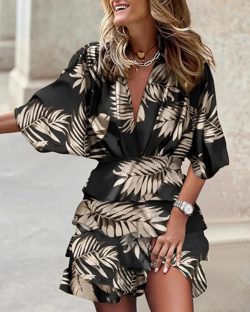 Julia | Printed Ruffle Mini Summer Dress